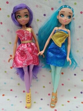 2 Just Play Hairmazing Dolls Purple & Blue Hair With Dresses & Shoes